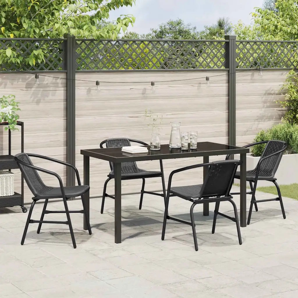 Set da Pranzo per Giardino 5 pcs Nero
