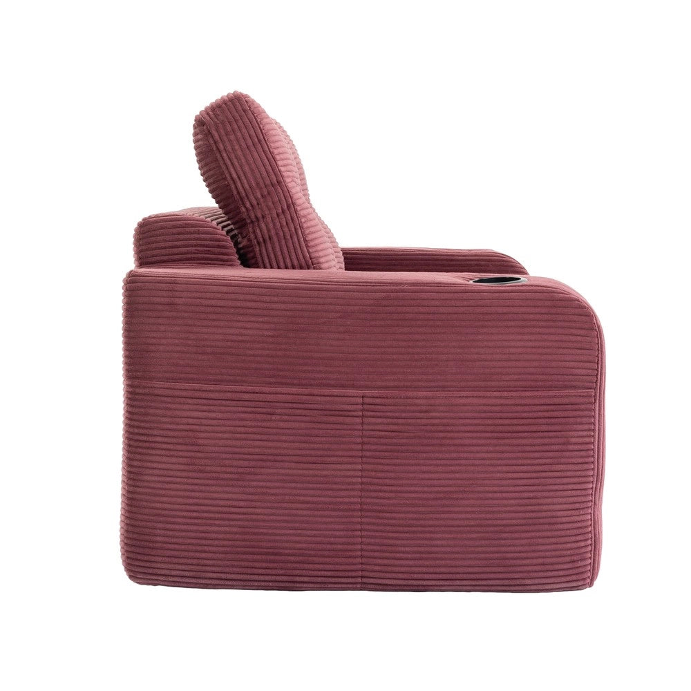 Divano 2 Posti in Tessuto a Coste con Cuscini Trapuntati e Tasche Laterali ¨C MINIMAL ¨C Grigio