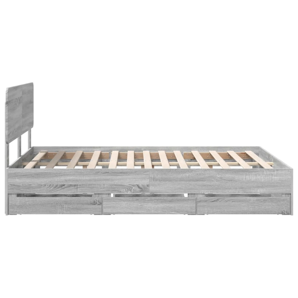 Struttura del letto con cassetto Sonoma grigia 160 x 200 cm 3412169