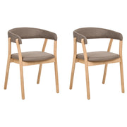 Set di 2 sedie da pranzo in marrone chiaro e tessuto poliestere marrone Gambe in legno di gomma Stile retrò tradizionale