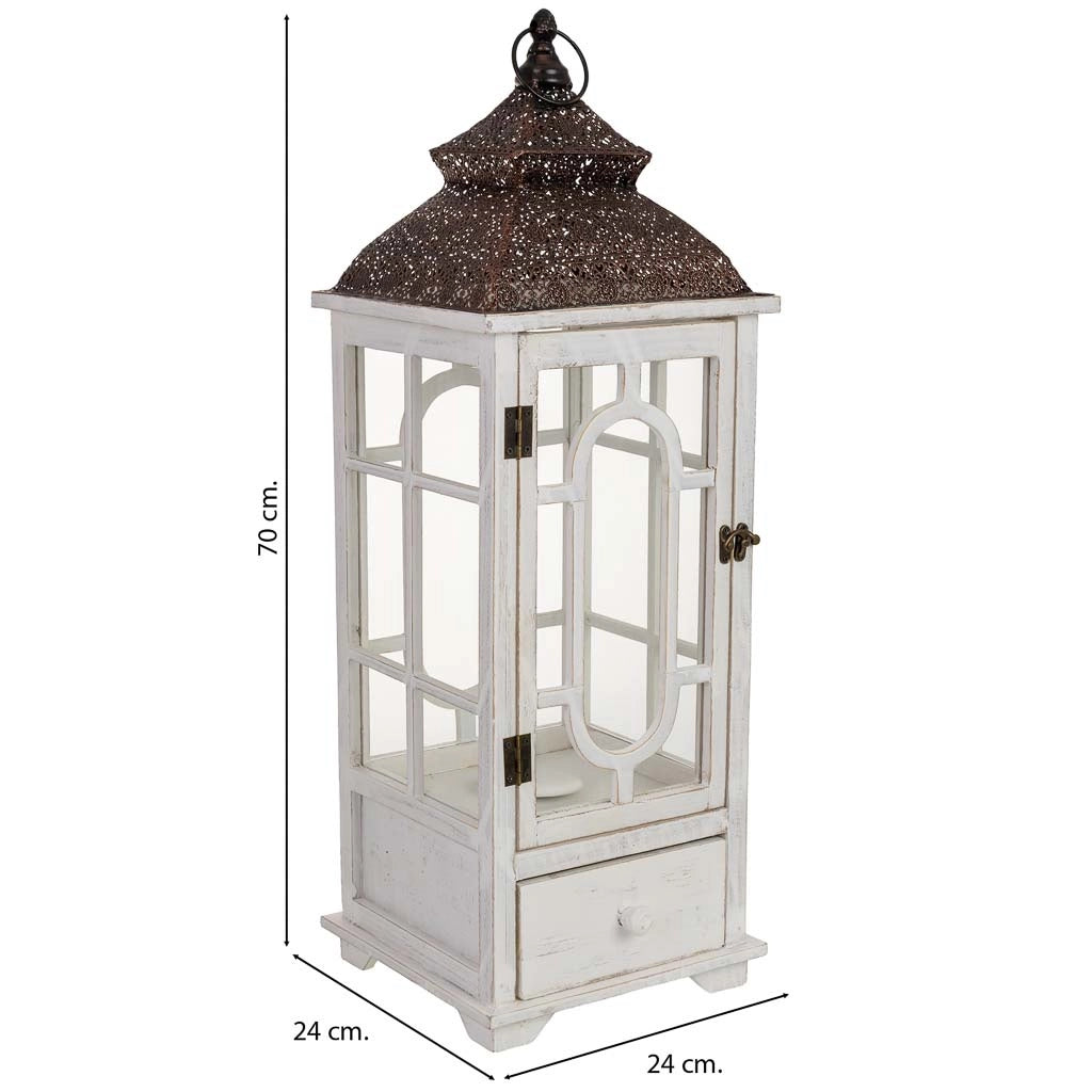 Lanterna in legno 24x24x70h cm