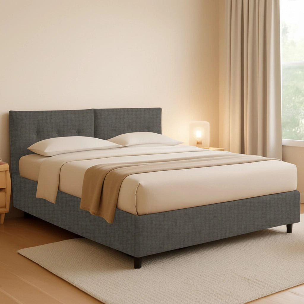 York, Letto Piazza e Mezza Sfoderabile Made in Italy, Grigio Tortora