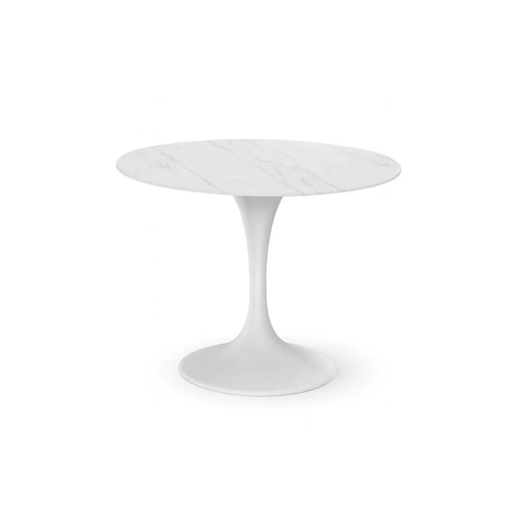 Tavolo da pranzo fisso in ceramica effetto marmo bianco Circe 100x100 cm fino a 4 posti | Duzzle