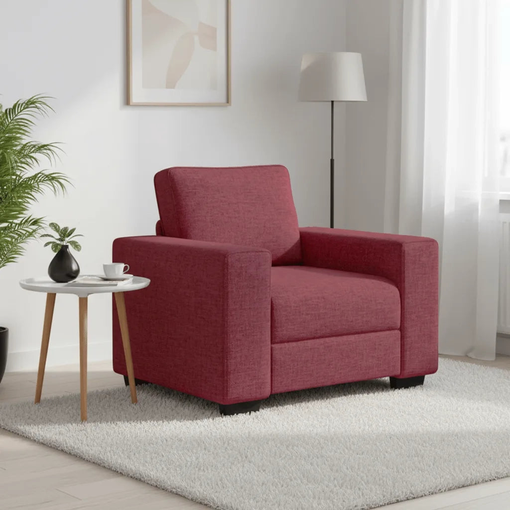 Poltrona | Sedia Relax Rosso Vino 100x77x82 cm in Tessuto