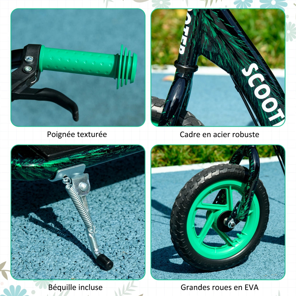 Monopattino Bambini ¨C zephmum ¨C Verde, Ruote Grandi, Altezza Regolabile 6-12 Anni