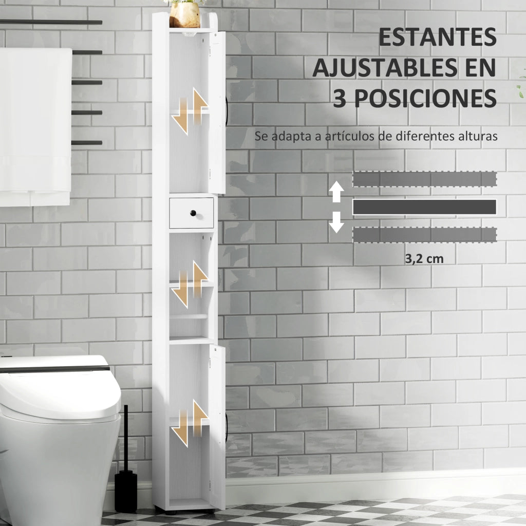 Colonna Bagno con 2 Ante e Ripiani Ajustabili ¨C Zephmum ¨C 20x20x185 cm Bianco