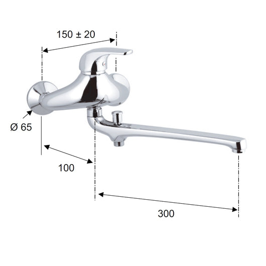 Rubinetto lavabo/vasca con bocca fusa lunga - serie project