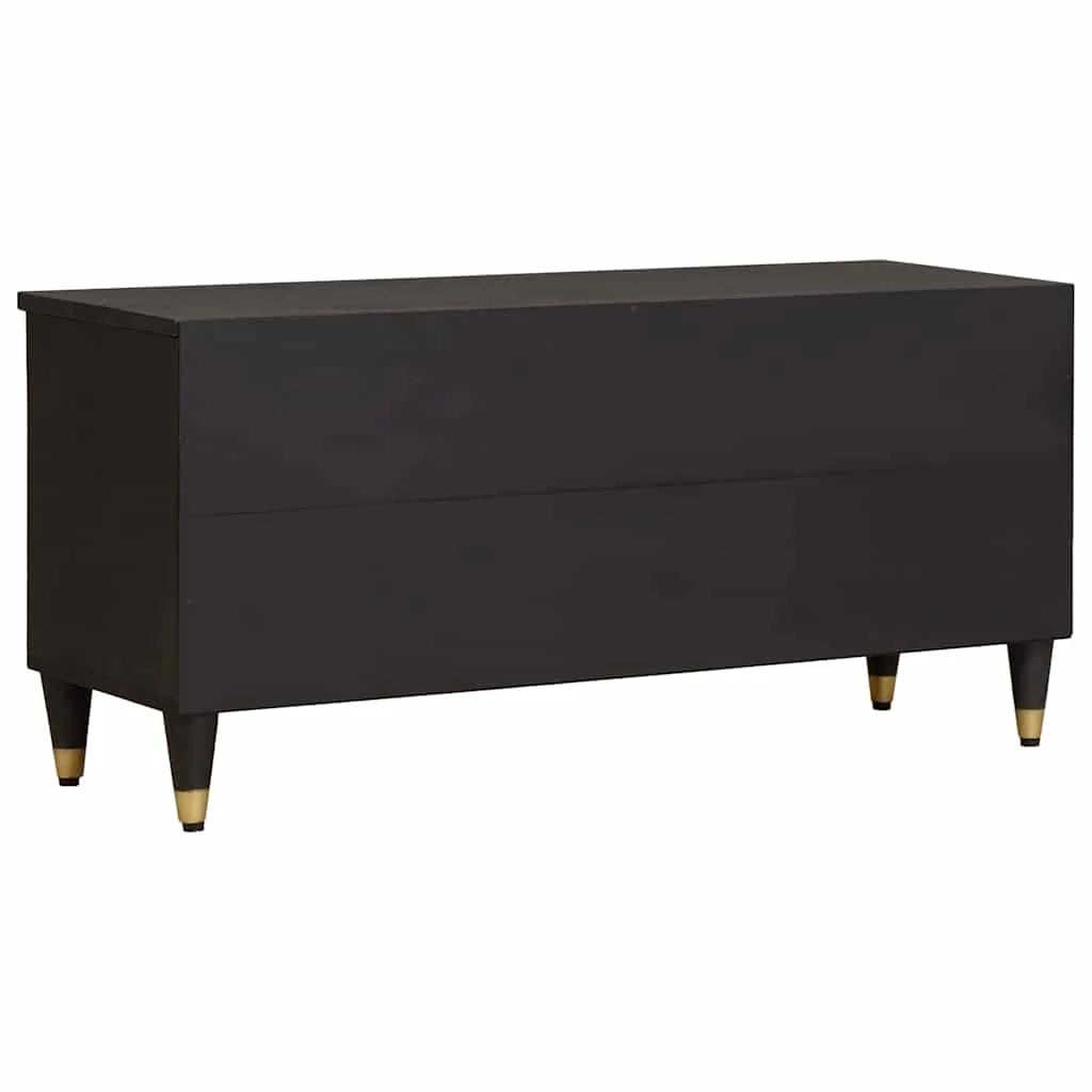 Mobile porta TV rettangolare moderno con cassetto e pratico contenitore per soggiorno 100 x 33 x 46 cm in legno di mango nero 02_0057893