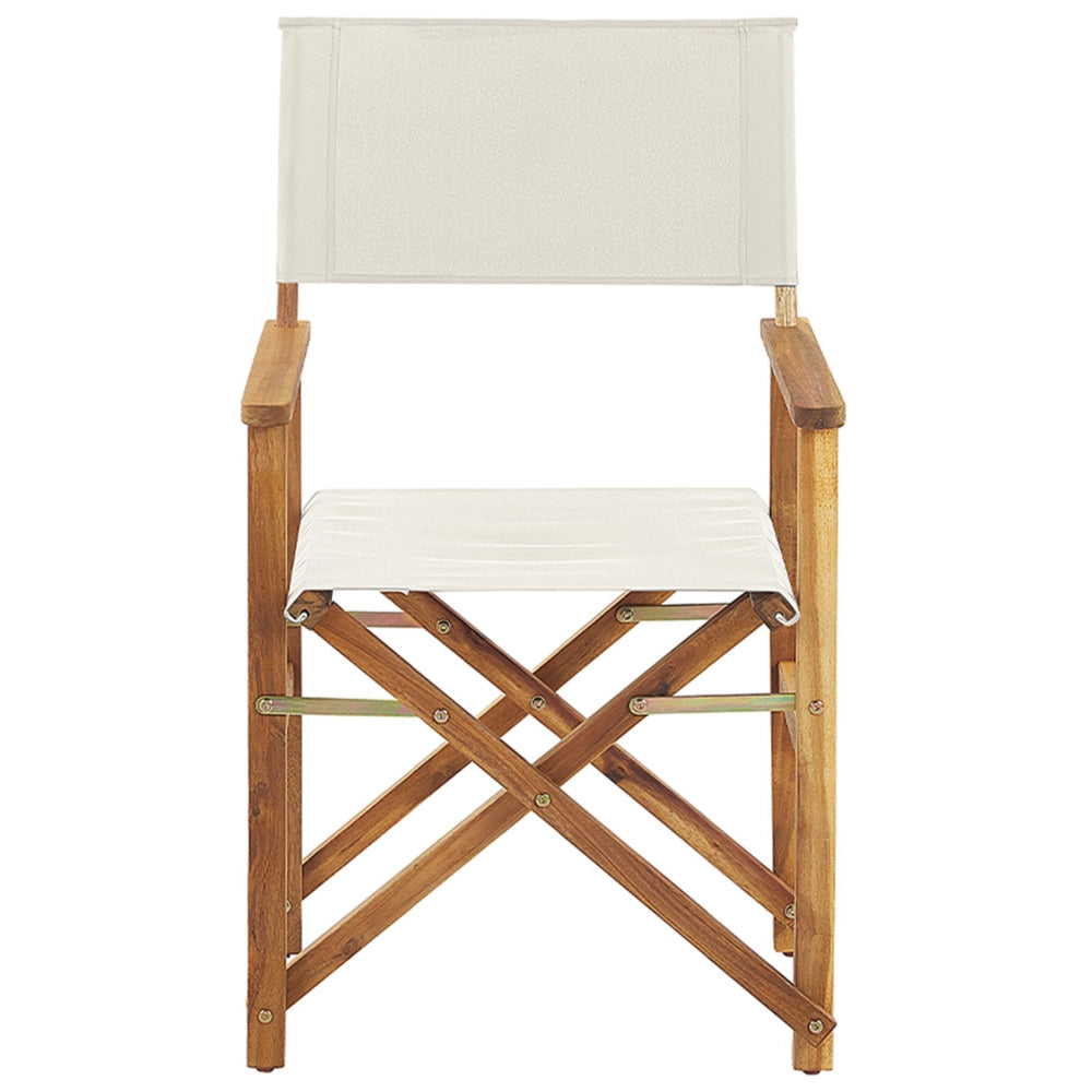 Set di 2 sedie da regista da giardino in legno chiaro con tessuto di ricambio in tessuto acacia bianco sporco con 2 Tele intercambiabili