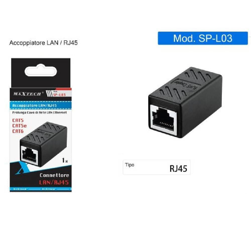 Trade Shop - Accoppiatore Connettore Rete Lan/rj45 Ethernet Cat5/cat5e/cat6 Adattatore Sp-l03 -