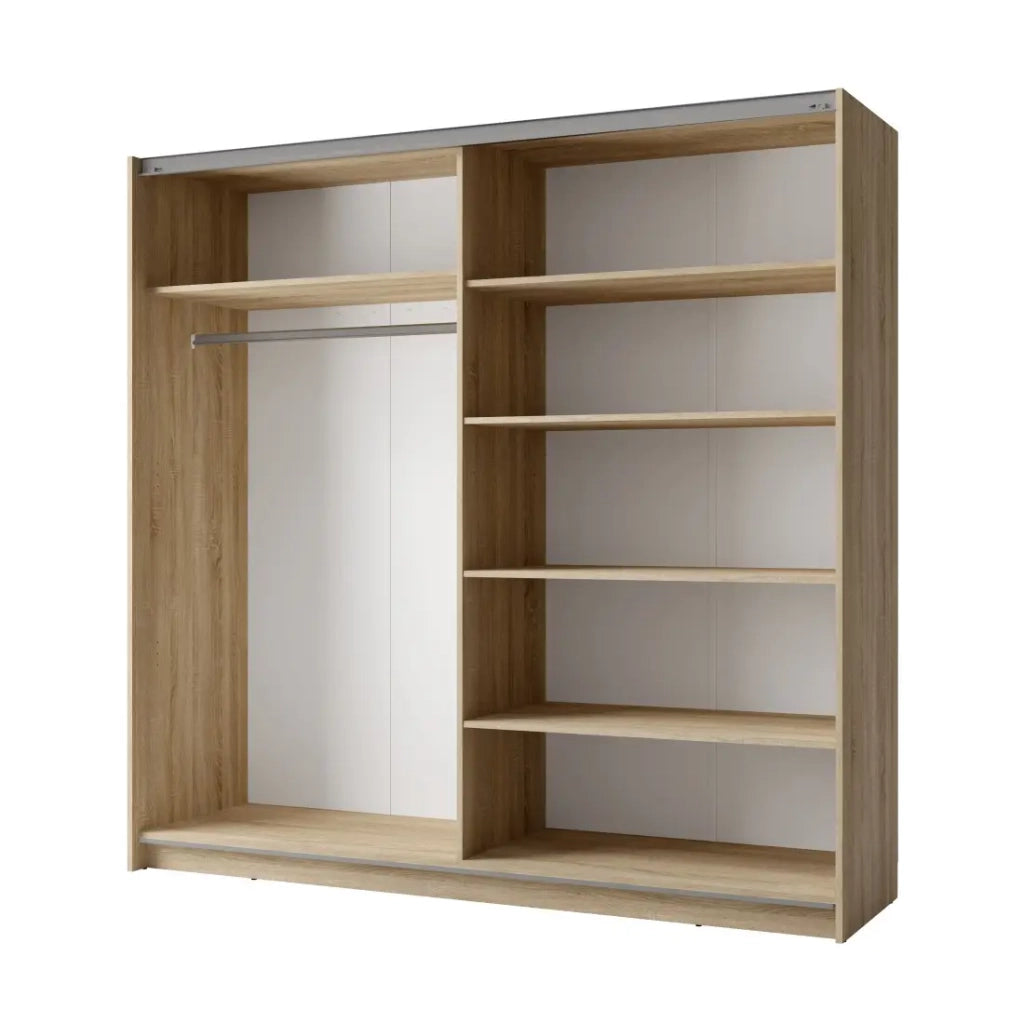 Armadio, guardaroba a 2 porte scorrevoli con specchio - rovere sonoma - Collezione ARSALA