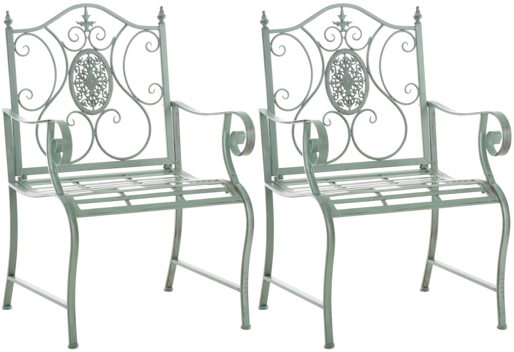 Set di 2 sedie da giardino Punjab con braccioli verde antico