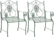 Set di 2 sedie da giardino Punjab con braccioli verde antico