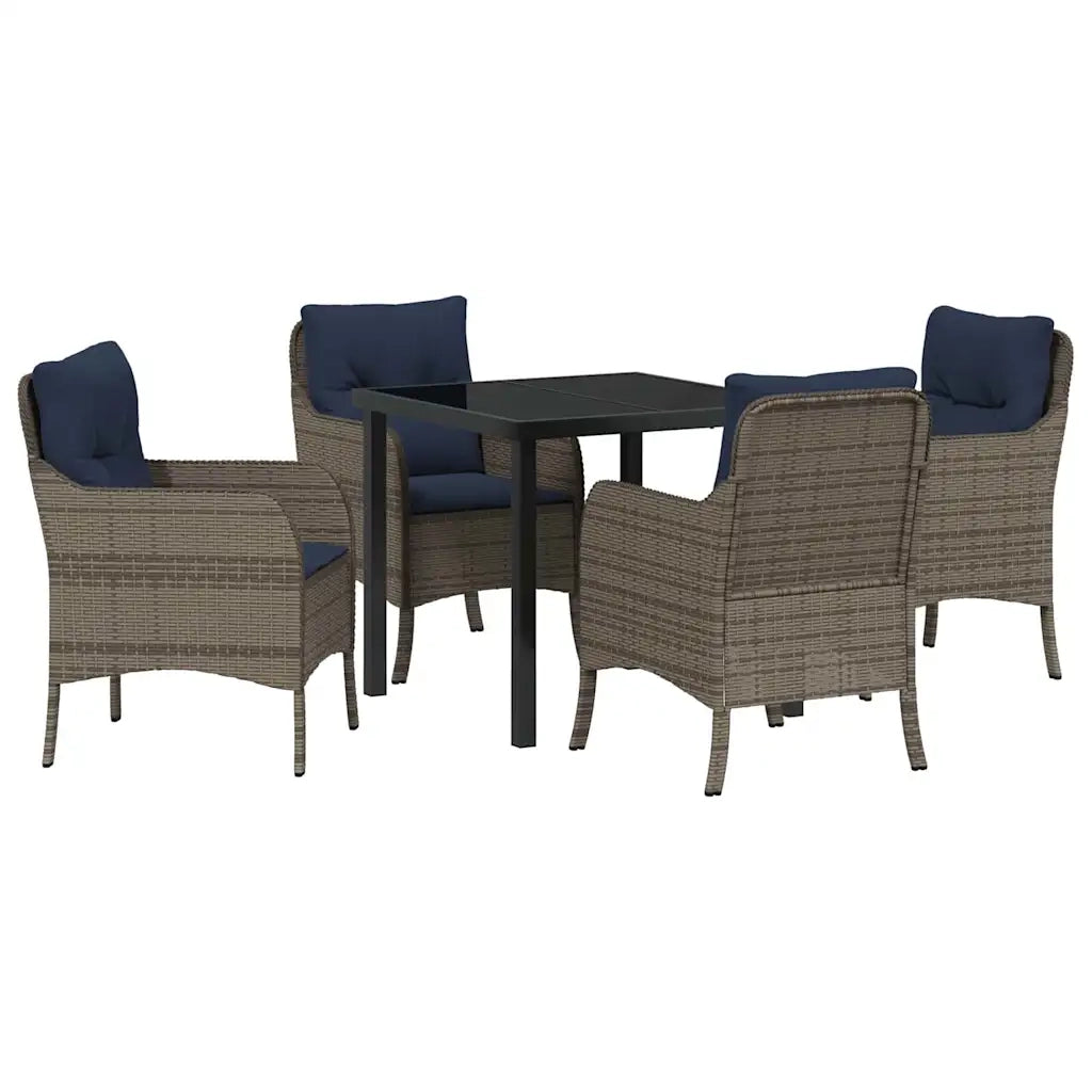 Set da Pranzo per Giardino con cuscino 5 pcs Grigio polyrattan 3380191