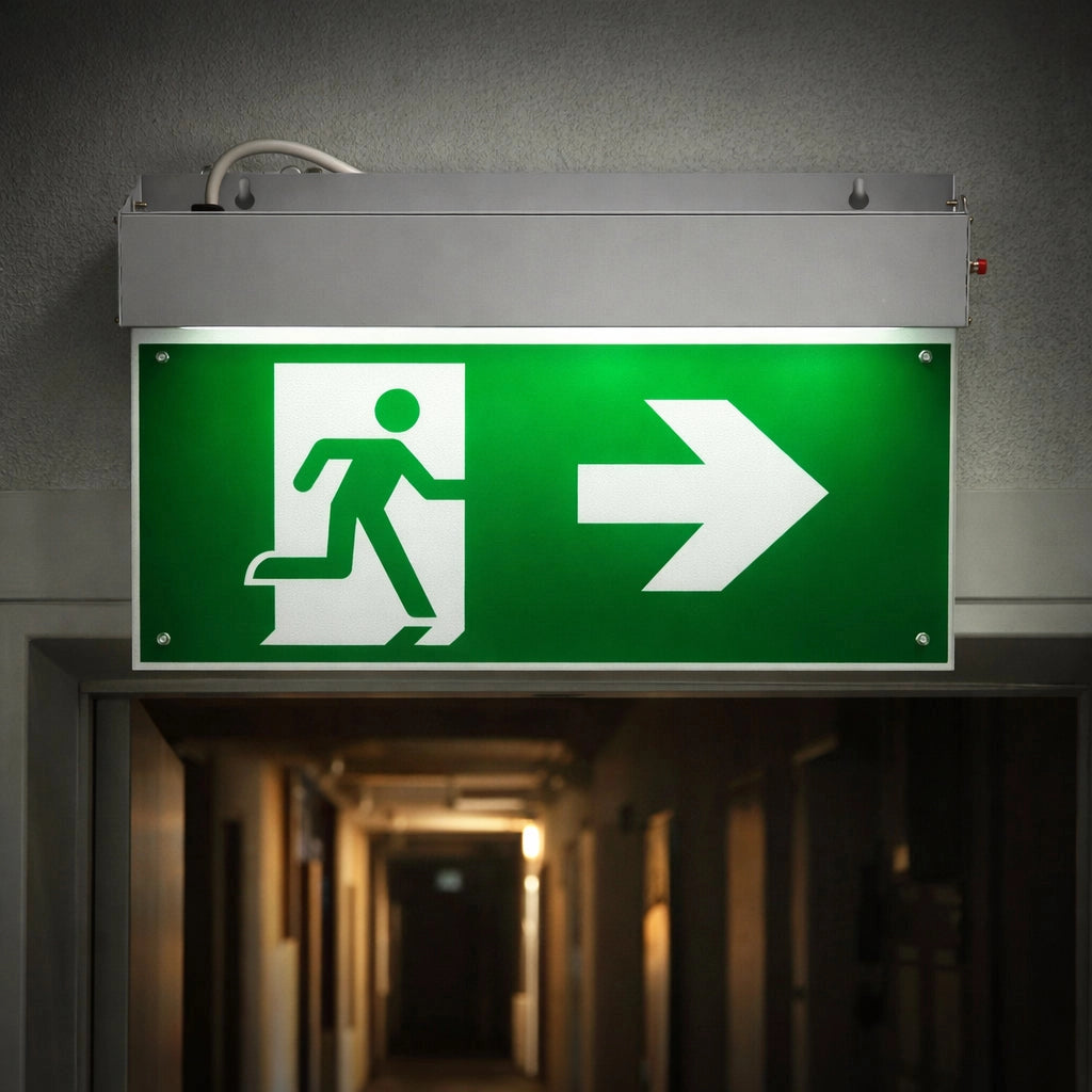 Lampada di emergenza a LED EXIT 220V, 3W, batteria agli ioni di litio 1800mAh, montaggio a superficie, autonomia 3 ore IP20