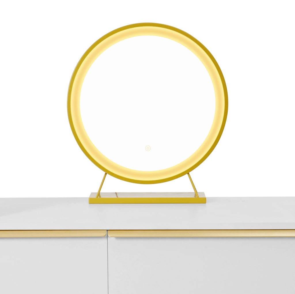 Toeletta 100x41.5x102 cm con specchio LED dimmerabile e 6 cassetti in truciolare bianco