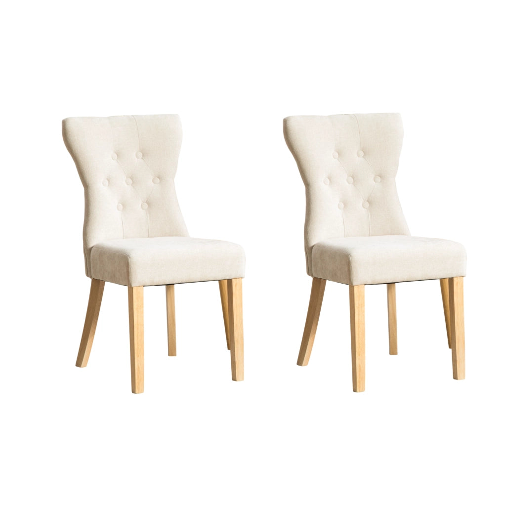 Sedia da pranzo 98x38x47.5 cm con schienale alto; in chenille e legno; beige