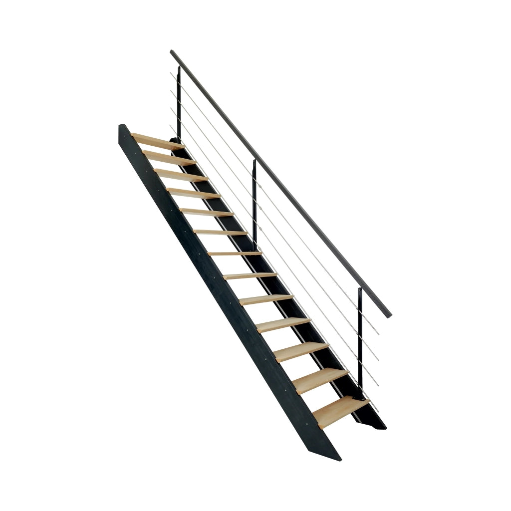 SPARK - Scala rettilinea grigio antracite con balaustra