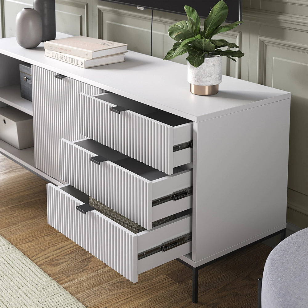 Vicco Lavagna Bianco 150.1 x 60 cm con 3 cassetti, 2 ante