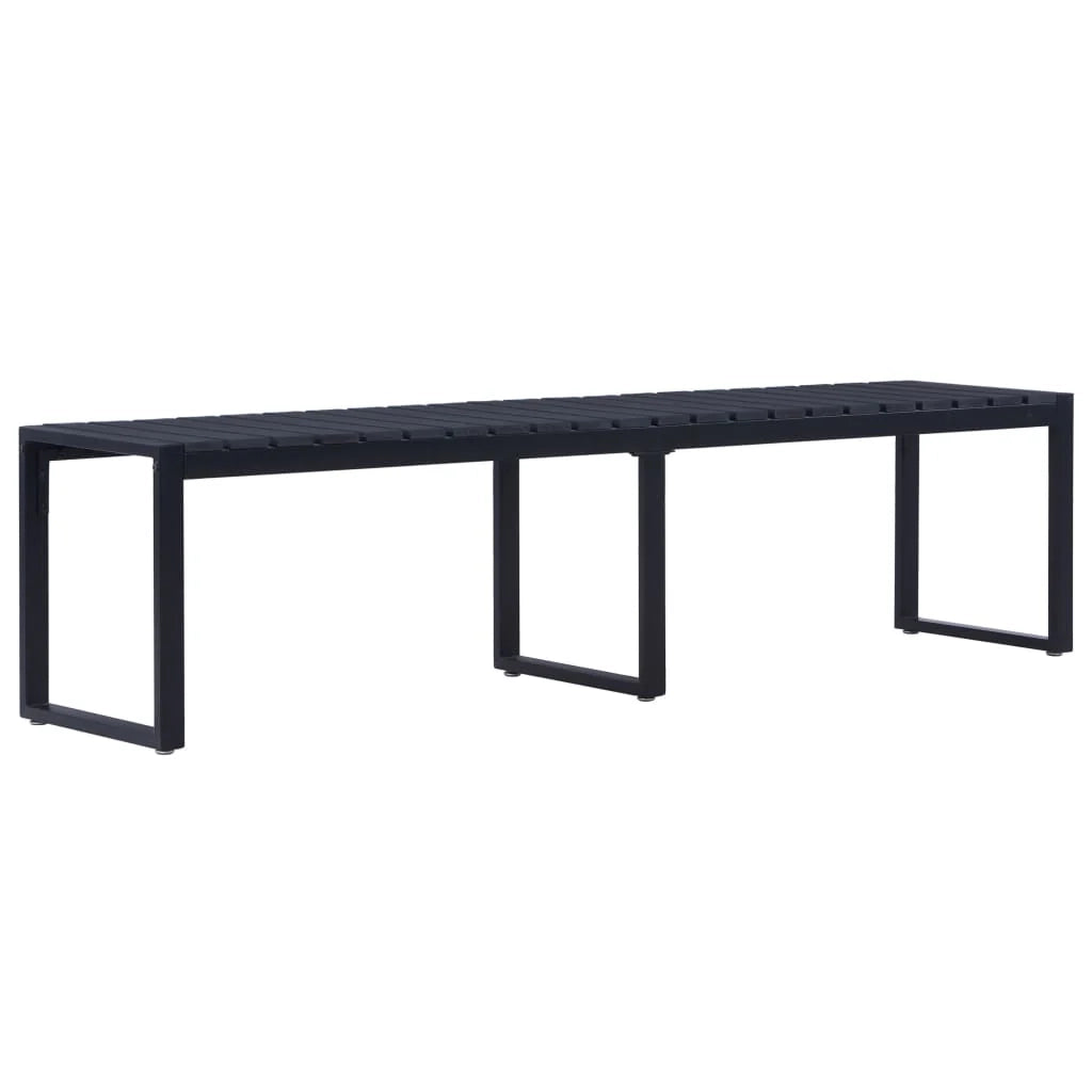 Panca da giardino mobili da esterno per patio terrazza 180 cm pannello PS nero 02_0011276