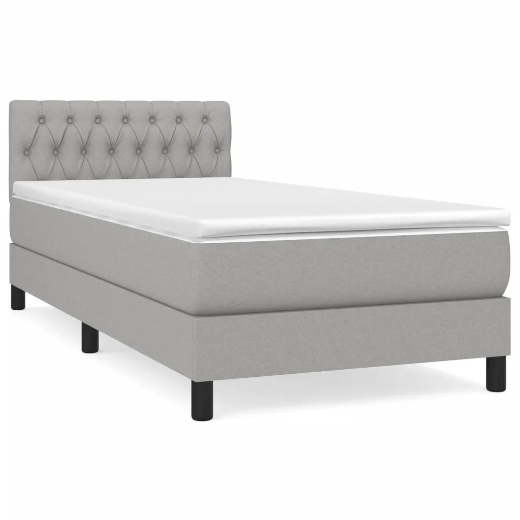 Letto singolo | Letto per adulti | Giroletto a Molle con Materasso Grigio Chiaro100x200 cm Tessuto