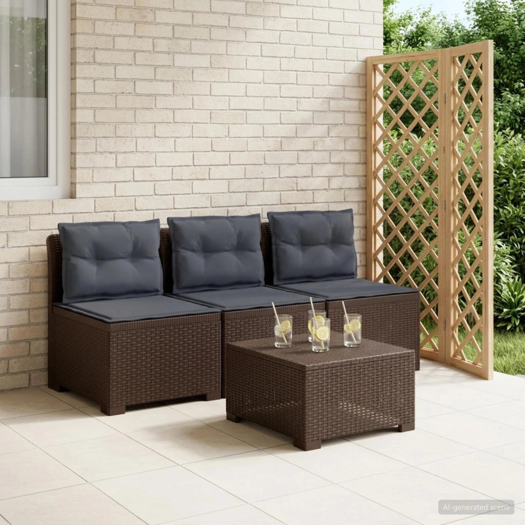 Divano da giardino 3 posti con cuscini in look rattan 3 posto 8011983