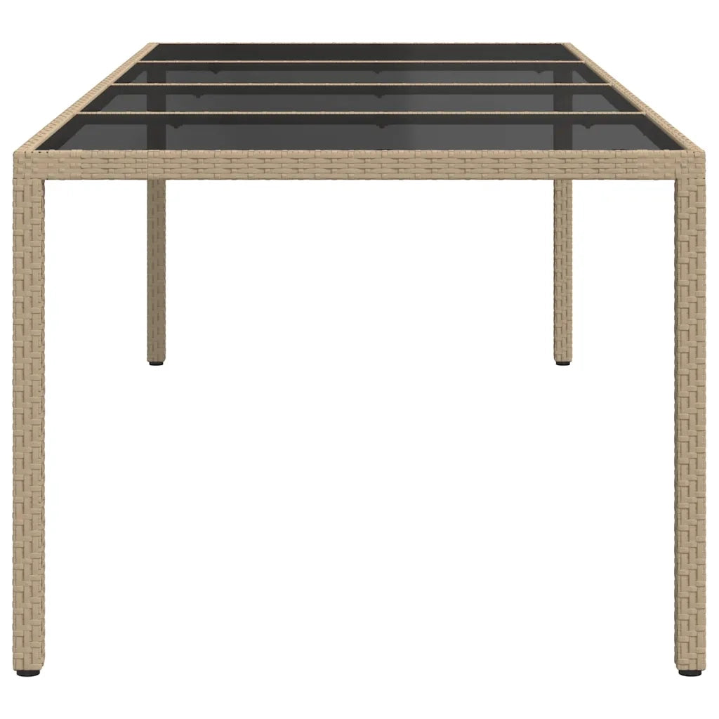 Tavolo Giardino Beige 250x100x75cm Vetro Temperato e Polyrattan 316728