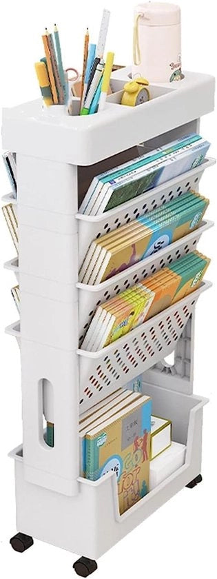 Pannello mobile per libri - Classifica compacta - Scaffale per ufficio con ruote - Carrello pieghevole - Pannello di esposizione per libri - Libreria multifunzionale a rotelle