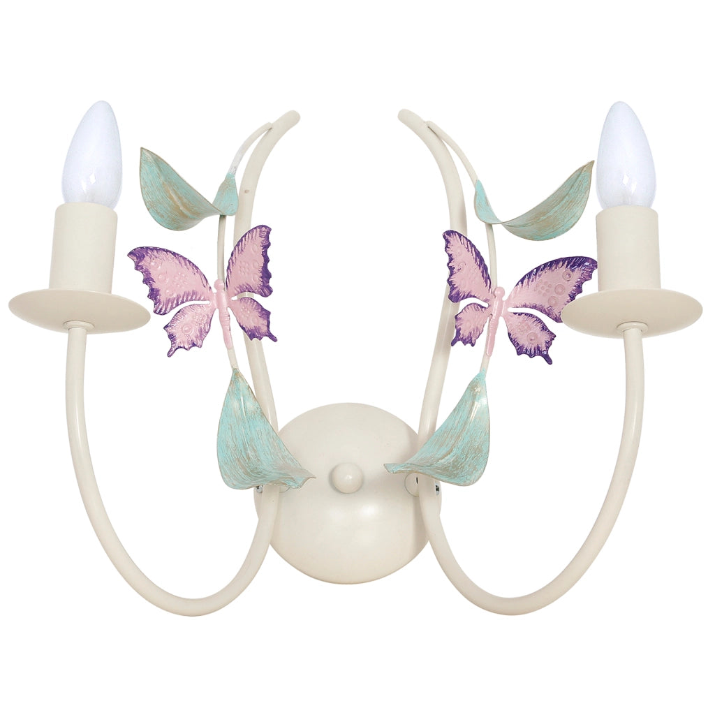 Applique Summer crema doppia farfalle 2xE14 Luminex