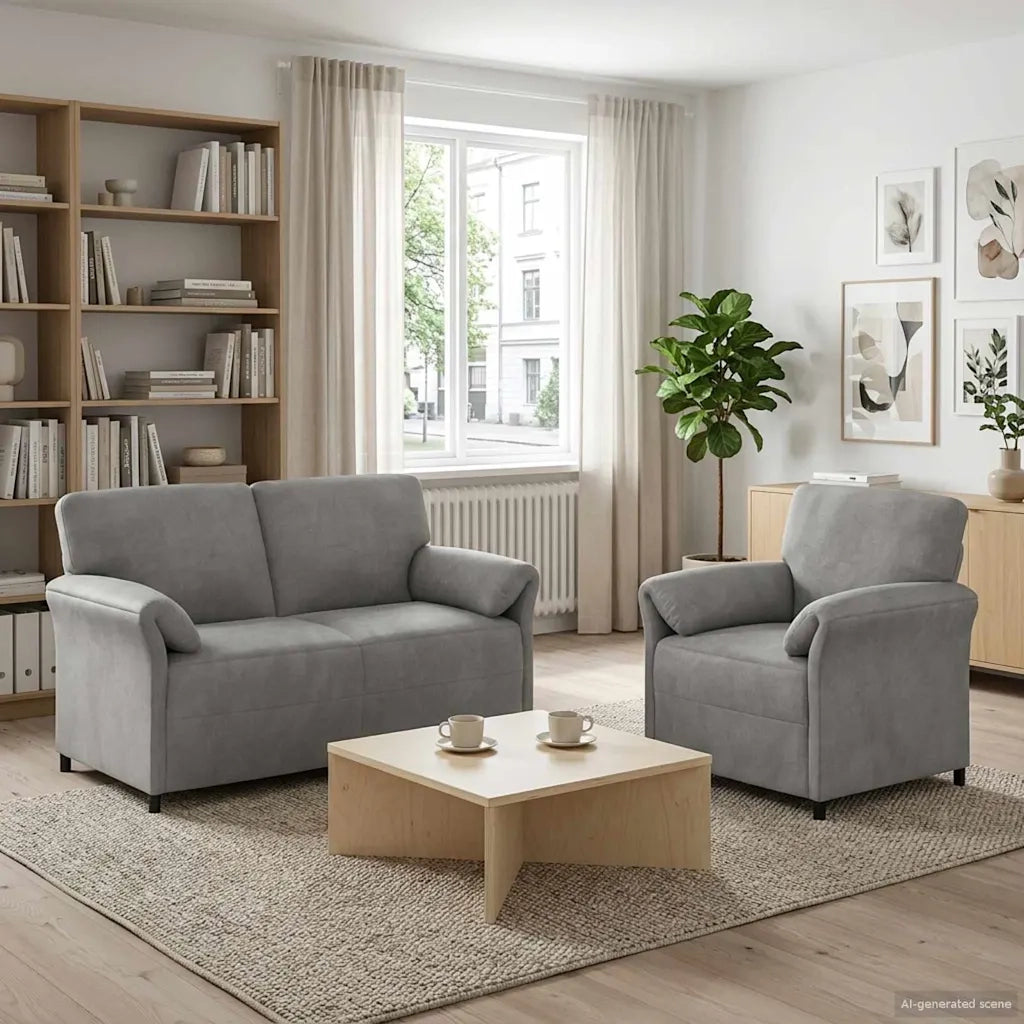 Set di divani 2 pz Grigio Chiaro Velluto 3424899