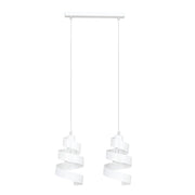 Lampadario Moderno 2 Luci Tristano In Acciaio Bianco Con Fasce A Spirale