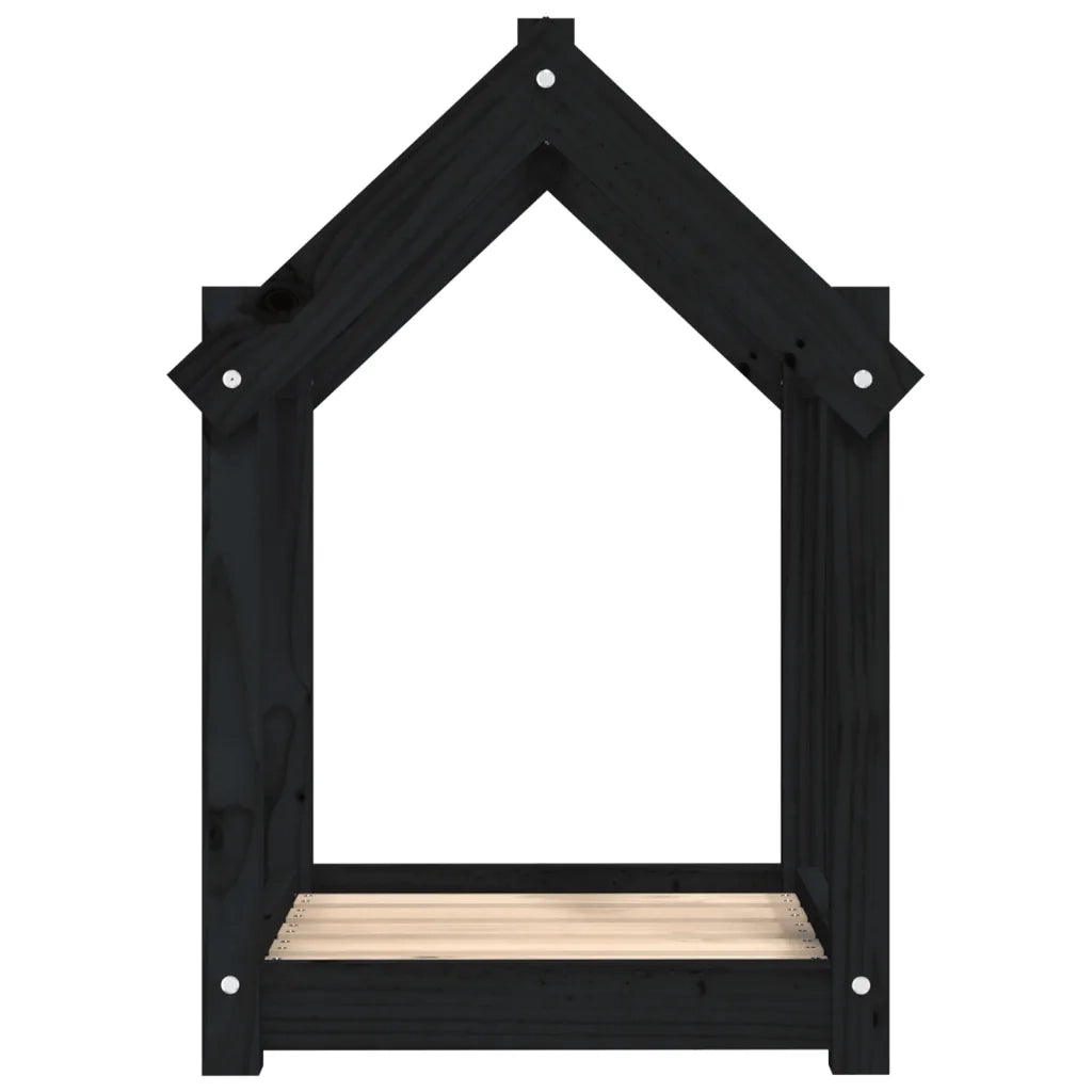 Cuccia per Cani Nera 61x50x70 cm in Legno Massello di Pino 822201