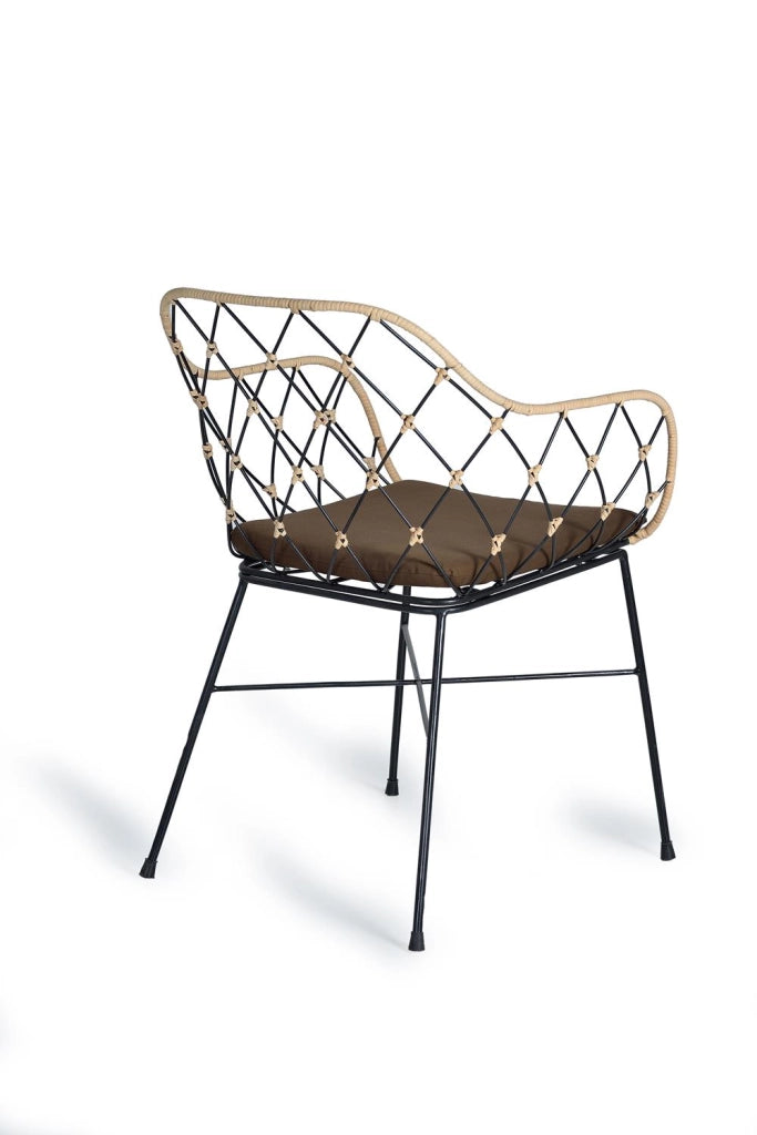 Set di 4 poltrone in rattan e metallo