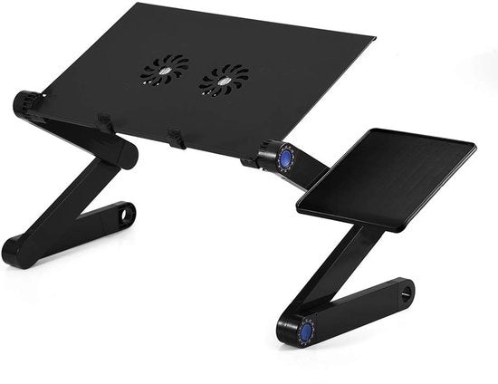 Stand per laptop pieghevole - Regolabile e leggero - Lega di alluminio - Nero - Multifunzionale - Adatto per laptop da 17 pollici