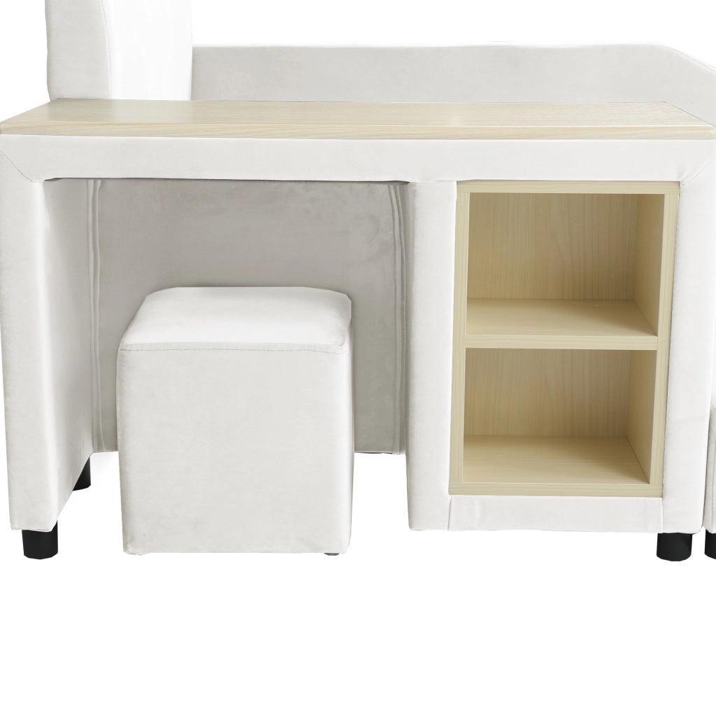 Letto singolo imbottito per bambini 90x200 cm con scrivania, sgabello e ripiano