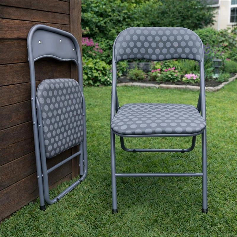 SET 6 SEDIE PIEGHEVOLI IMBOTTITE GOLF GRIGIO, 44X45X78H CM, SEDUTA COMODA, PORTATILE, STRUTTURA IN METALLO, SLIM, SALVASPAZIO, RESISTENTE
