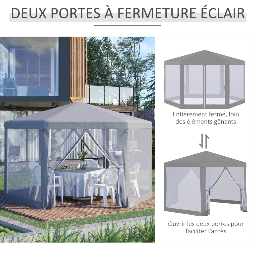 Tenda da giardino esagonale esterna ¨C Minimal ¨C grigio metallo poliestere
