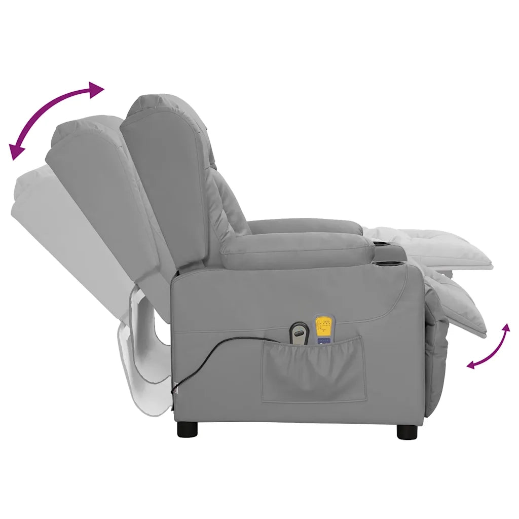 Poltrona Massaggiante Elettrica Grigio Similpelle 3098812