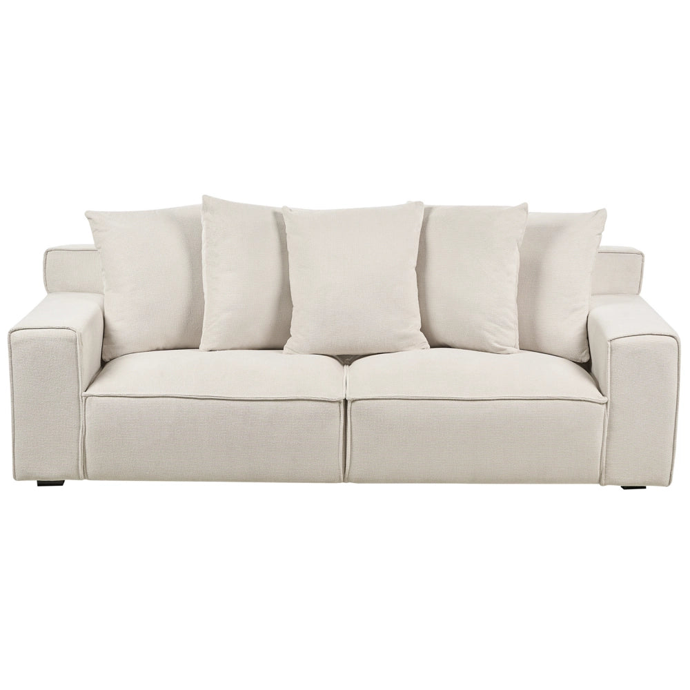 Divano 3 Posti in velluto Color bianco sporco confortevole soggiorno moderno retrò