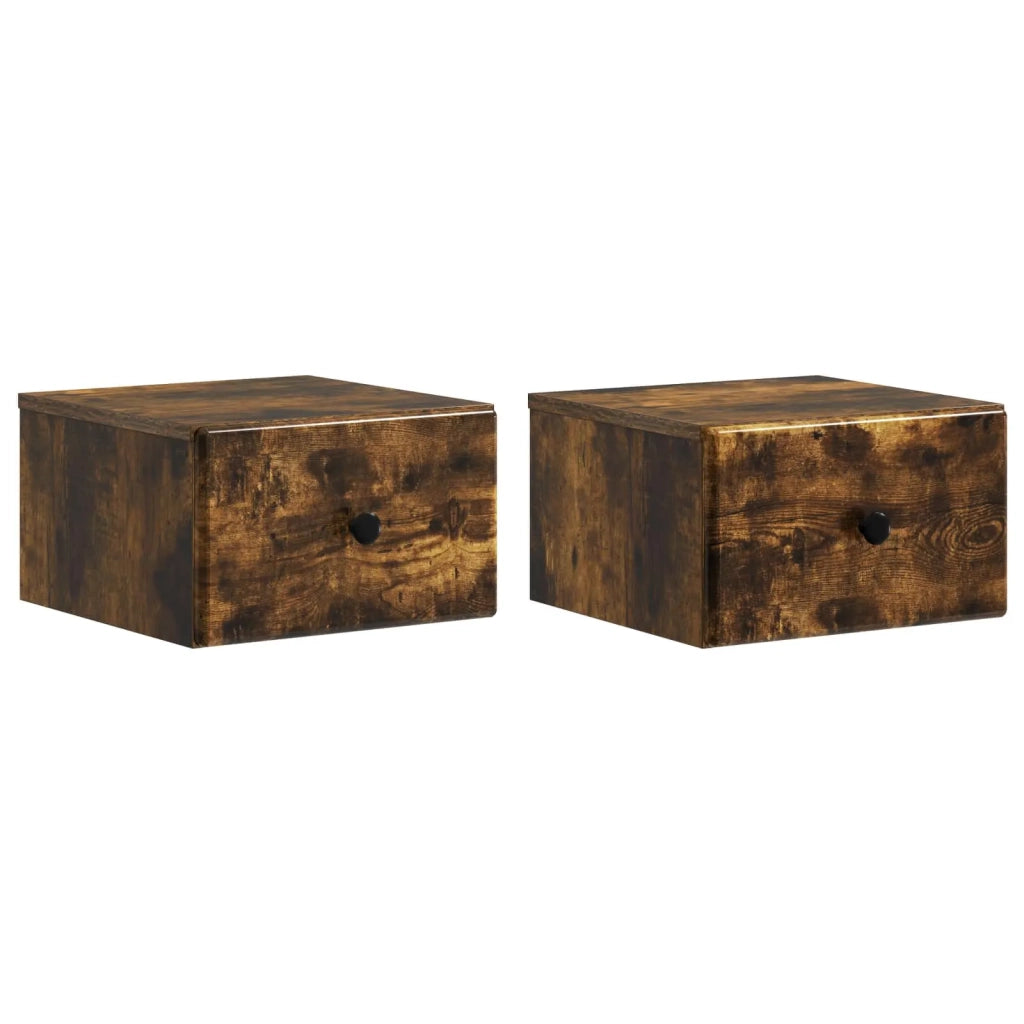Mobiletto da notte a muro 2 pcs Rovere Fumo 34,5 x 33 x 20 cm 899116