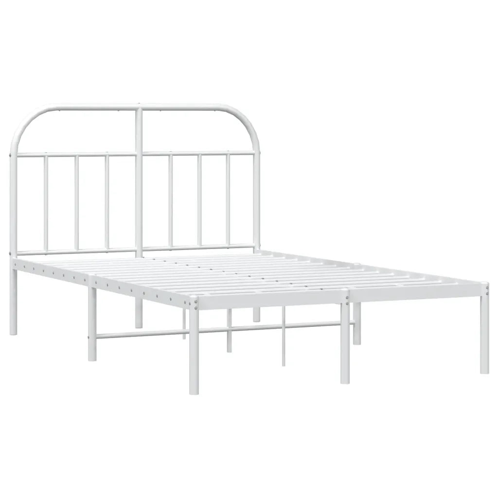 Letto matrimoniale | Letto per adulti | Giroletto con Testiera Metallo Bianco 120x190 cm