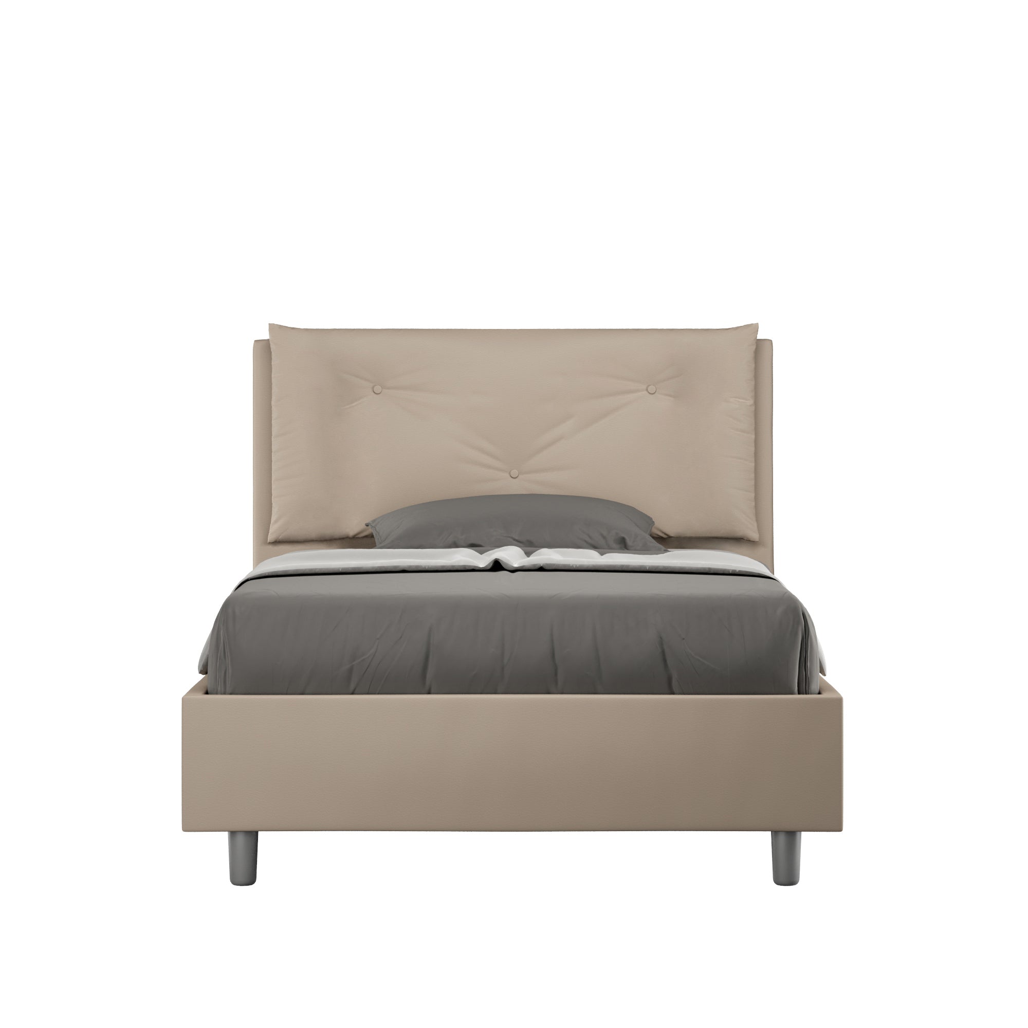 Letto 1 Piazza E Mezzo 120x200 cm Senza Rete Imbottito in Similpelle Appia Large Tortora
