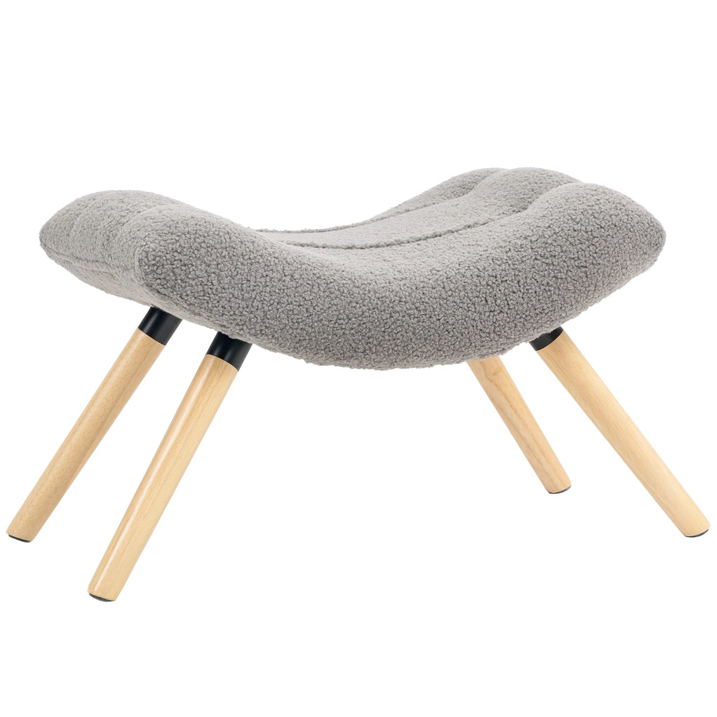 Pouf Moderno Imbottito con Rivestimento Morbido e Gambe in Legno ¨C Zephmum ¨C Grigio Chiaro 40x40x45