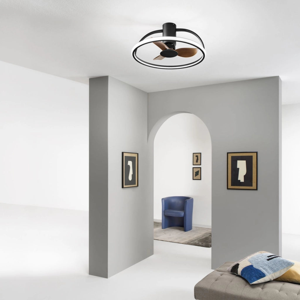 PLAFONIERA LED VENTILATORE HADLEY NERO 40W 5250LM CCT 3000-4000-6500K 60X27CM DIMMERABILE