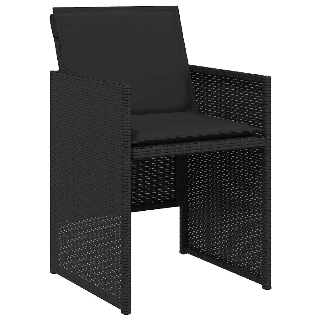 Set da Pranzo per Giardino con cuscino 5 pcs Nero polyrattan
