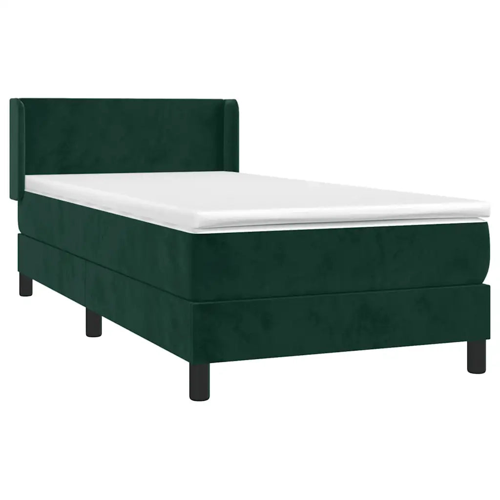 Giroletto a Molle con Materasso Verde Scuro 80x200 cm Velluto 3130808