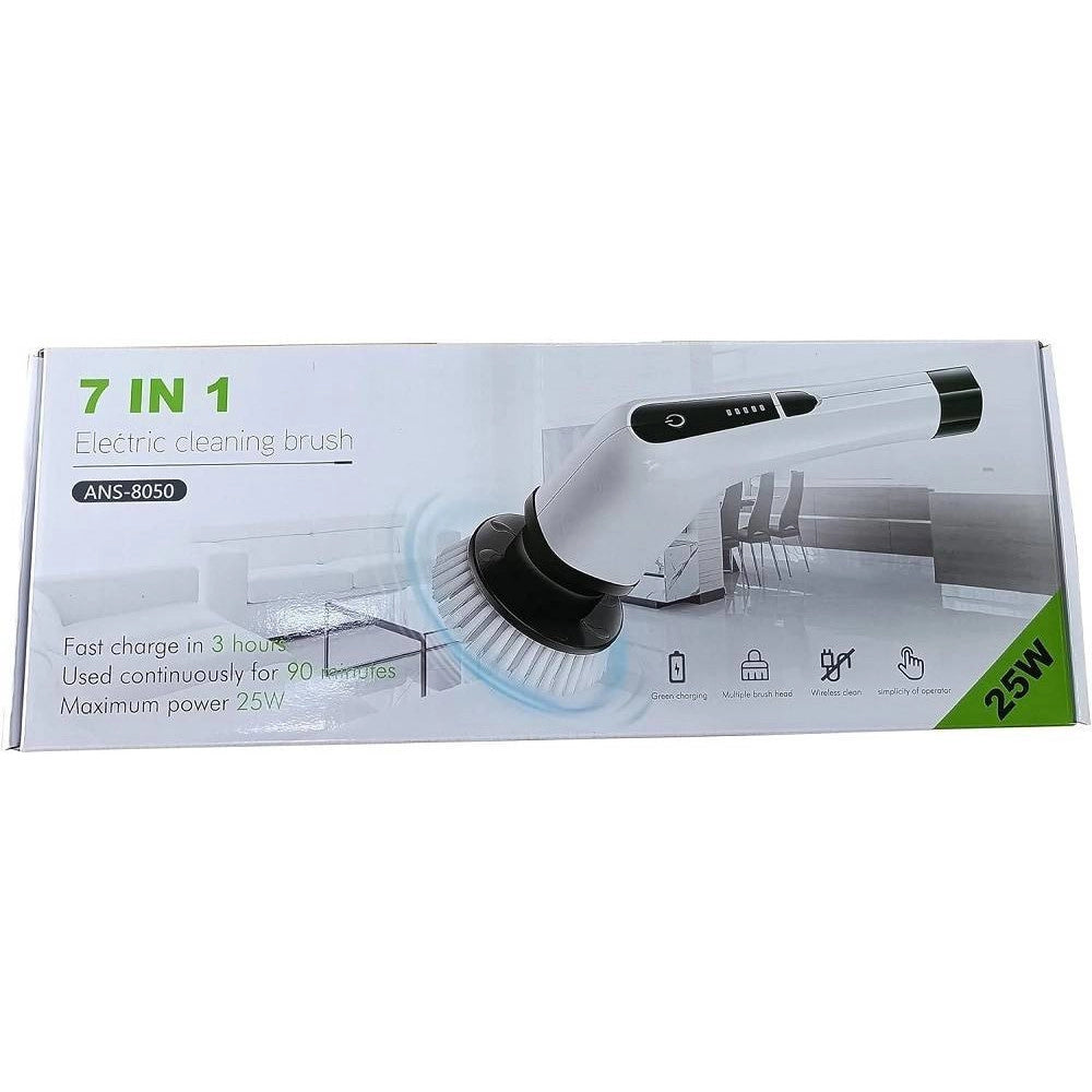 Trade Shop - Spazzola Rotante Pulizia Elettrica A Batteria 7 Teste Per Bagno Cucina Piastrelle -