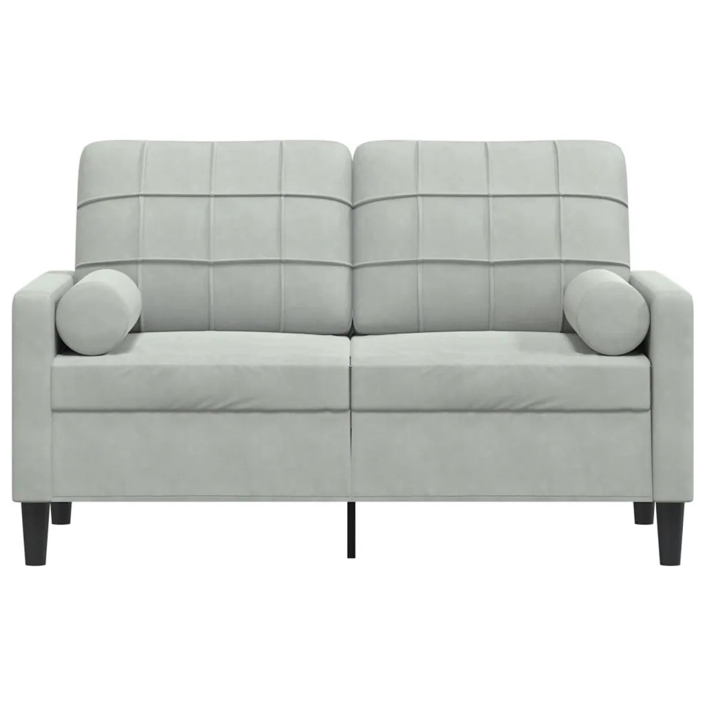 Divano | Divano da soggiorno | Sofa a 2 Posti con Cuscini Grigio Chiaro 120 cm in Velluto