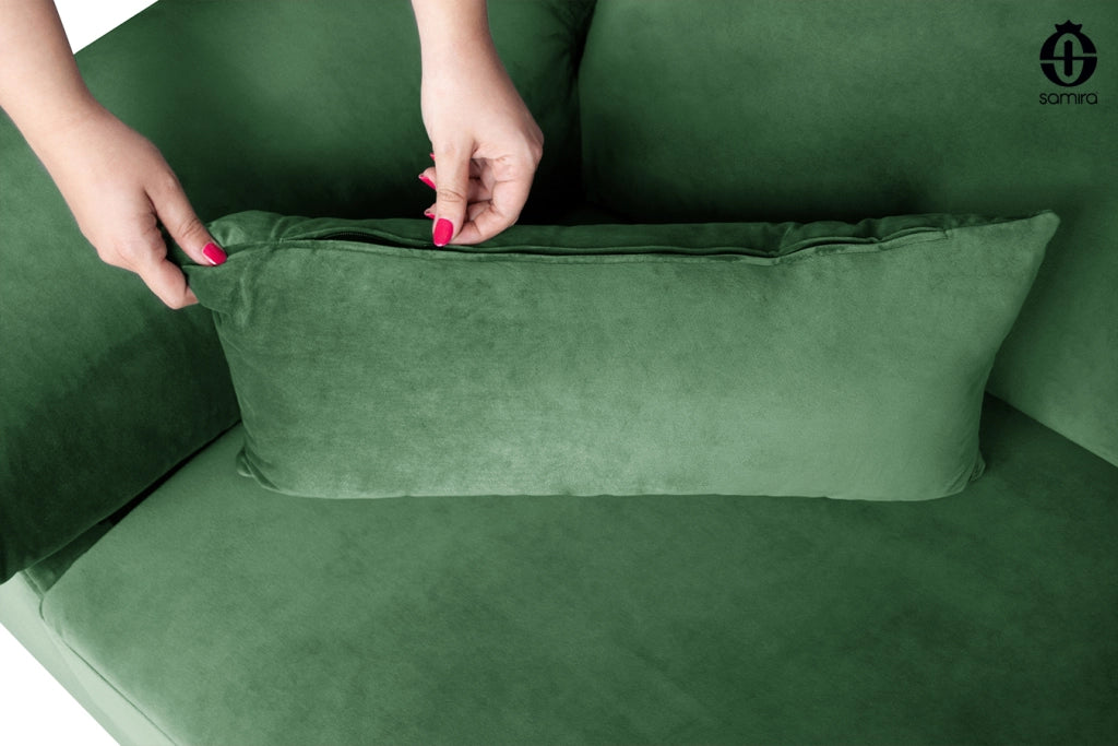 Divano angolare 3 posti con chaise longue destra velluto verde scuro - Washington - DI-WA30VLT-CLDX