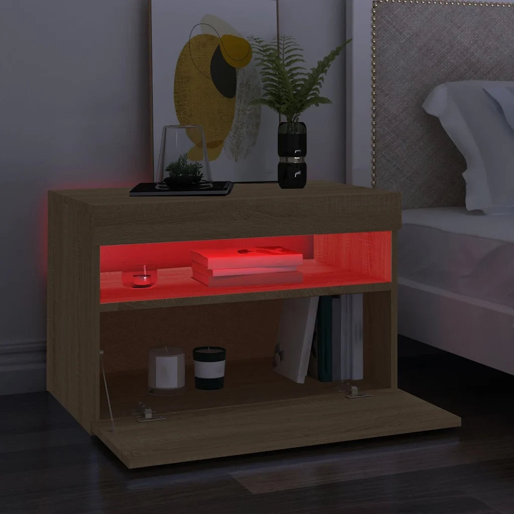 Mobile Porta TV con Luci LED Rovere Sonoma 60x35x40 cm 804415